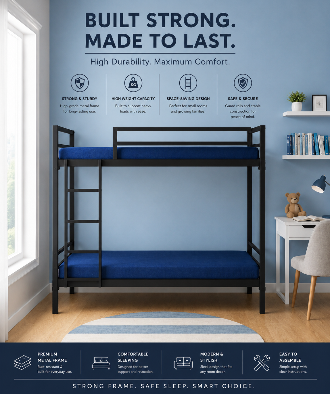 Metal Bunk Bed Without Mattress - Image 3